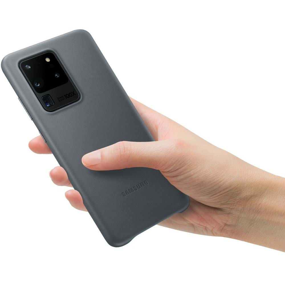 Samsung Galaxy S20 Ultra için Deri Kılıf Lether Cover, Gri EF-VG988LJEGWW