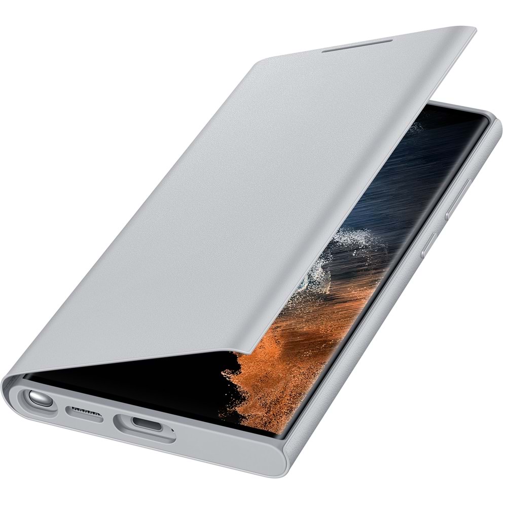Samsung Galaxy S22 Ultra Akıllı LED Ekranlı Kılıf Smart LED View Cover, Gümüş EF-NS908