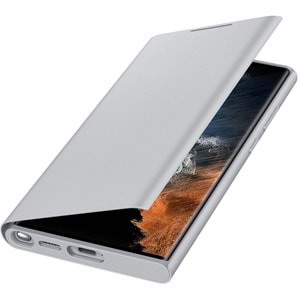 Samsung Galaxy S22 Ultra Akıllı LED Ekranlı Kılıf Smart LED View Cover, Gümüş EF-NS908