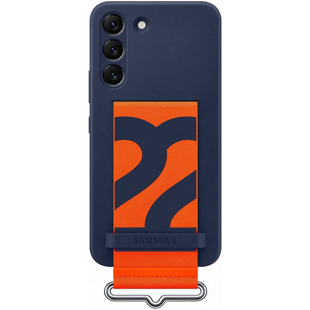 Samsung Galaxy S22 Kayışlı Silikon Kılıf, Lacivert S22 Silicone Cover EF-GS901