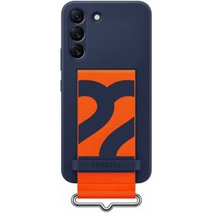 Samsung Galaxy S22 Kayışlı Silikon Kılıf, Lacivert S22 Silicone Cover EF-GS901