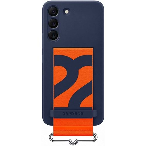 Samsung Galaxy S22 Kayışlı Silikon Kılıf, Lacivert S22 Silicone Cover EF-GS901