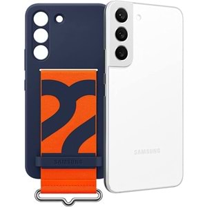 Samsung Galaxy S22 Kayışlı Silikon Kılıf, Lacivert S22 Silicone Cover EF-GS901