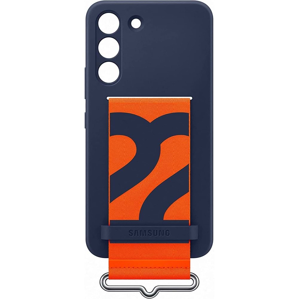 Samsung Galaxy S22 Kayışlı Silikon Kılıf, Lacivert S22 Silicone Cover EF-GS901