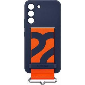 Samsung Galaxy S22 Kayışlı Silikon Kılıf, Lacivert S22 Silicone Cover EF-GS901
