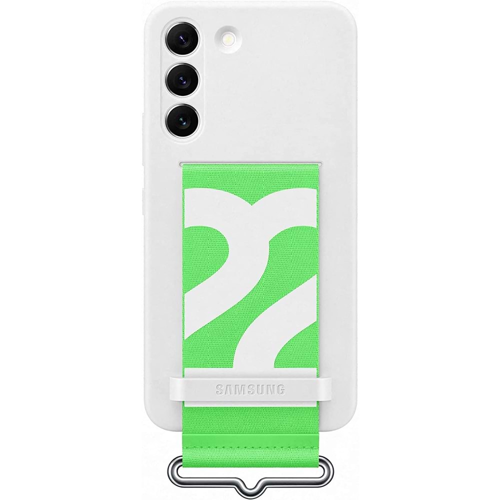 Samsung Galaxy S22 Kayışlı Silikon Kılıf, Beyaz S22 Silicone Cover EF-GS901