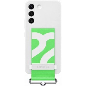 Samsung Galaxy S22 Kayışlı Silikon Kılıf, Beyaz S22 Silicone Cover EF-GS901
