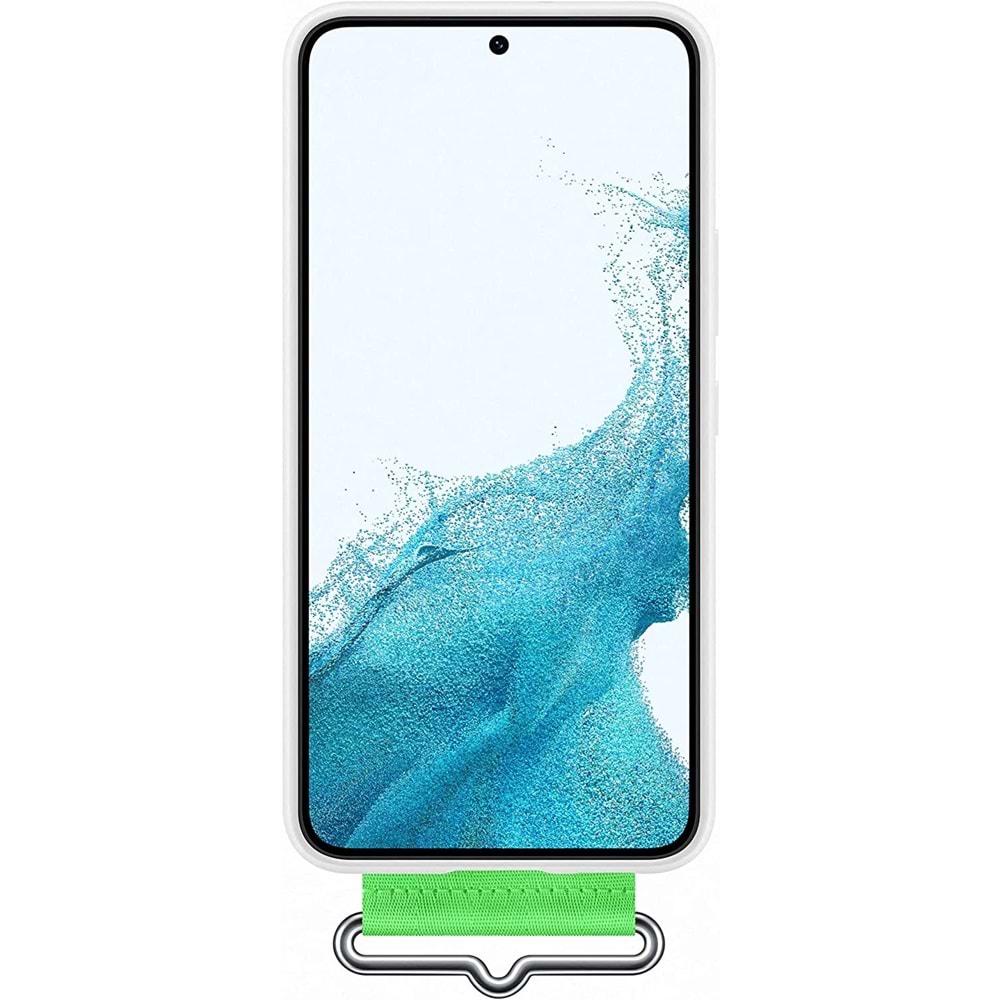 Samsung Galaxy S22 Kayışlı Silikon Kılıf, Beyaz S22 Silicone Cover EF-GS901