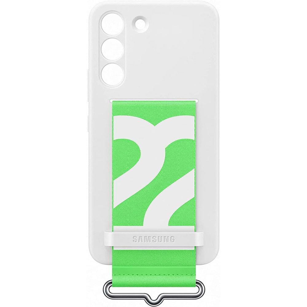 Samsung Galaxy S22 Kayışlı Silikon Kılıf, Beyaz S22 Silicone Cover EF-GS901