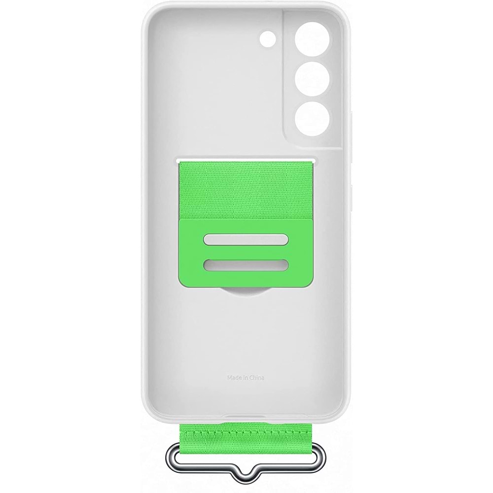 Samsung Galaxy S22 Kayışlı Silikon Kılıf, Beyaz S22 Silicone Cover EF-GS901