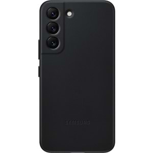 Samsung Galaxy S22 Hakiki Deri Kılıf, Siyah Lether Cover EF-VS901