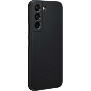 Samsung Galaxy S22 Hakiki Deri Kılıf, Siyah Lether Cover EF-VS901