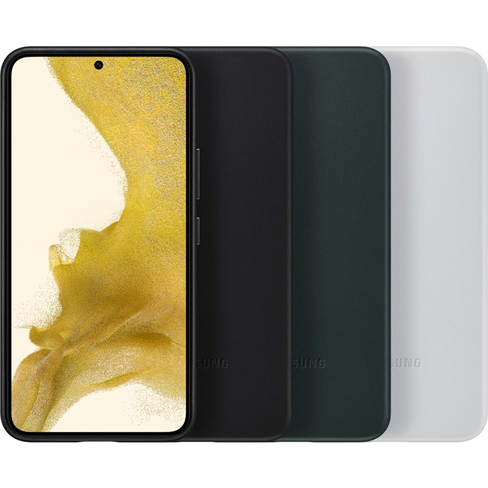 Samsung Galaxy S22 Hakiki Deri Kılıf, Siyah Lether Cover EF-VS901
