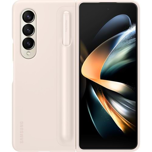 Samsung Galaxy Z Fold 4 Standlı Kalemli Deri Kılıf EF-OF93PC Kum Rengi