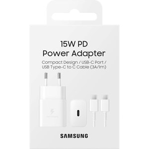 Samsung EP-T1510X 15 Watt Adaptif Type-C Hızlı Şarj Aleti Tip C (Kablolu), Beyaz