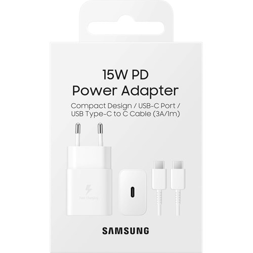 Samsung EP-T1510X 15 Watt Adaptif Type-C Hızlı Şarj Aleti Tip C (Kablolu), Beyaz