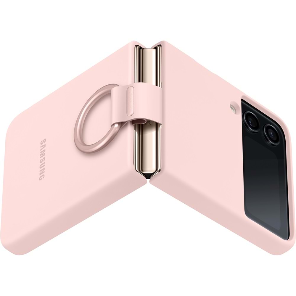Samsung Galaxy Z Flip 4 Yüzüklü Silikon Kılıf Pembe EF-PF721TPEGWW