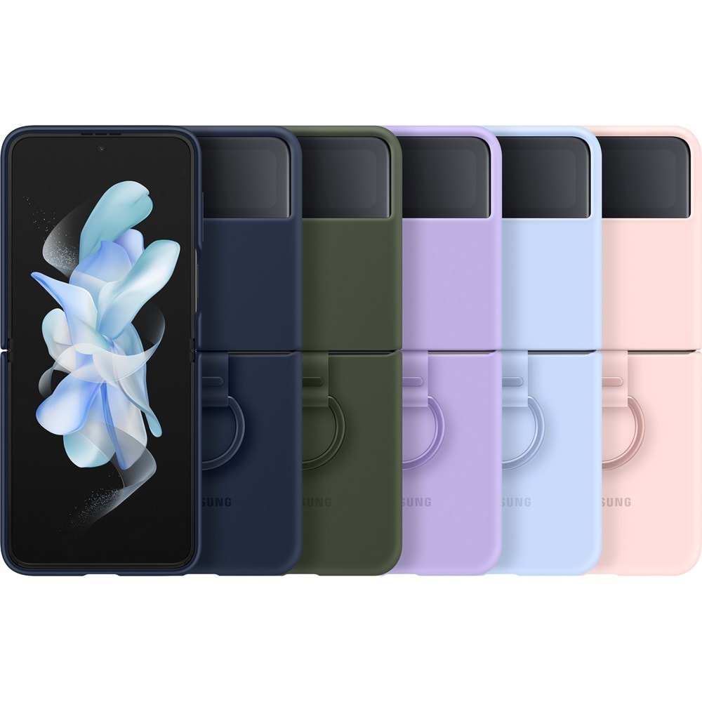 Samsung Galaxy Z Flip 4 Yüzüklü Silikon Kılıf Pembe EF-PF721TPEGWW