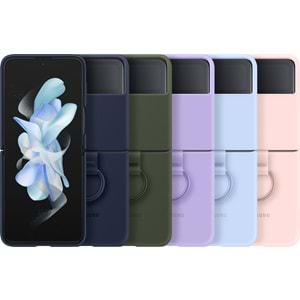 Samsung Galaxy Z Flip 4 Yüzüklü Silikon Kılıf Pembe EF-PF721TPEGWW