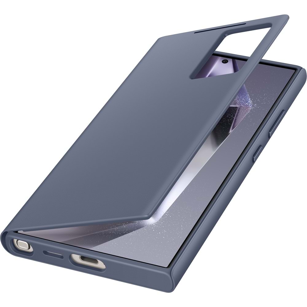 Samsung Galaxy S24 Ultra Akıllı Ekranlı Cüzdanlı Kılıf Smart View Wallet Case, Eflatun EF-ZS928C