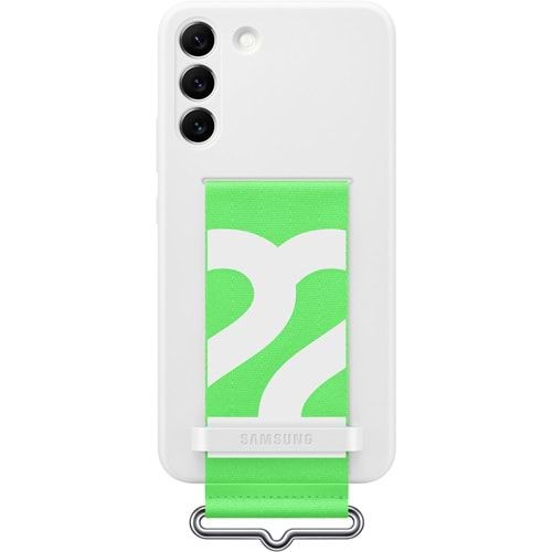 Samsung Galaxy S22+ Plus Kayışlı Silikon Kılıf Strap Silicone Cover, Beyaz EF-GS906