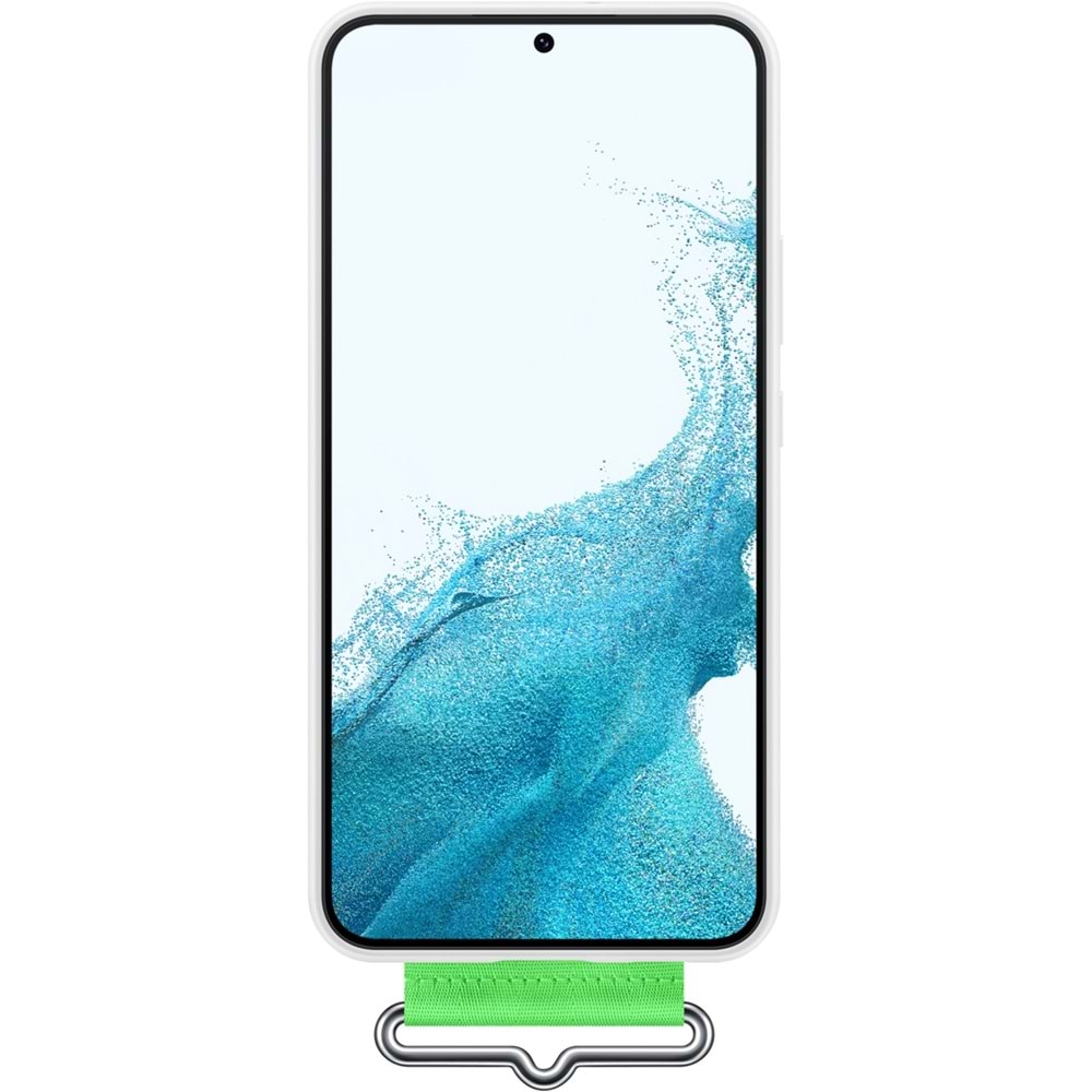 Samsung Galaxy S22+ Plus Kayışlı Silikon Kılıf Strap Silicone Cover, Beyaz EF-GS906