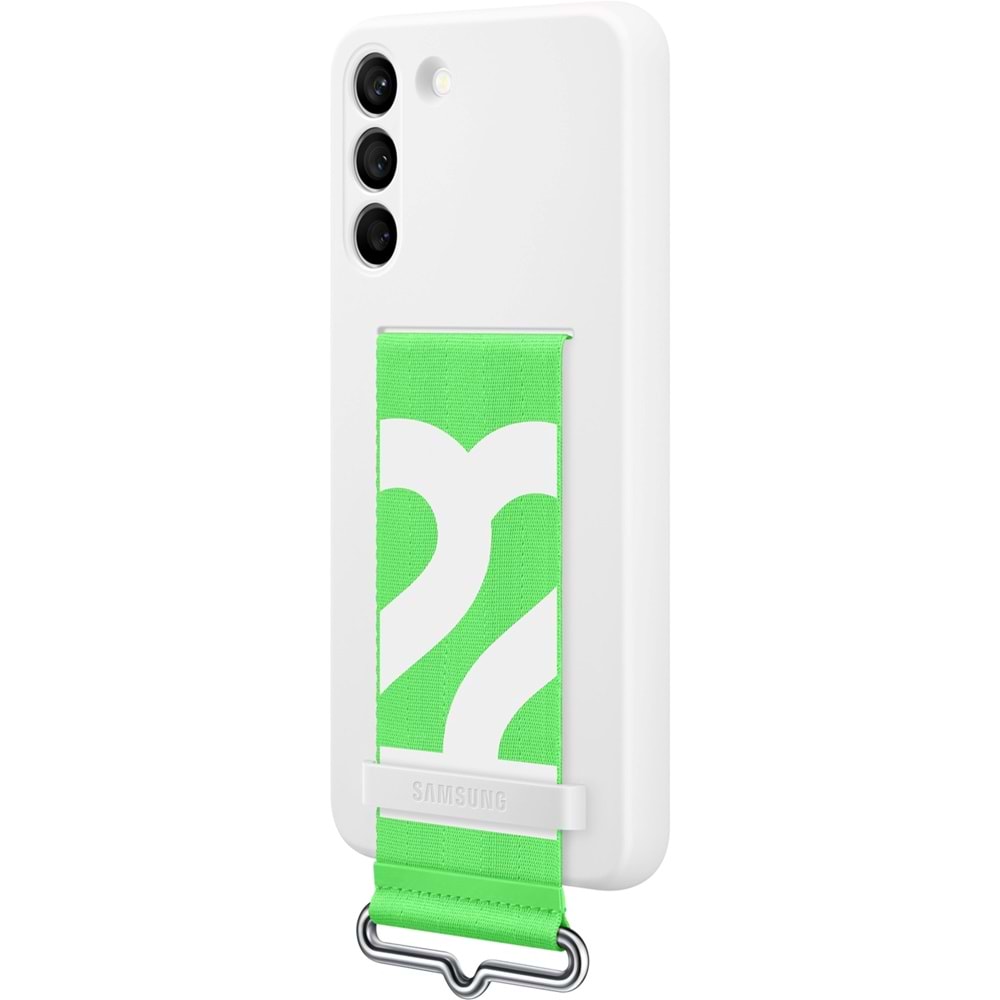 Samsung Galaxy S22+ Plus Kayışlı Silikon Kılıf Strap Silicone Cover, Beyaz EF-GS906