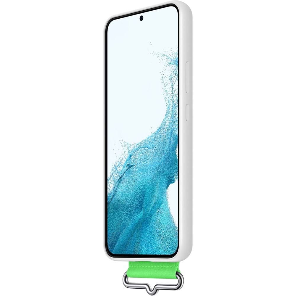 Samsung Galaxy S22+ Plus Kayışlı Silikon Kılıf Strap Silicone Cover, Beyaz EF-GS906