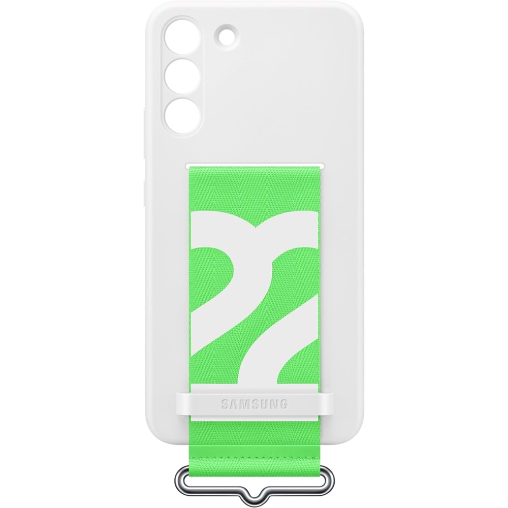 Samsung Galaxy S22+ Plus Kayışlı Silikon Kılıf Strap Silicone Cover, Beyaz EF-GS906