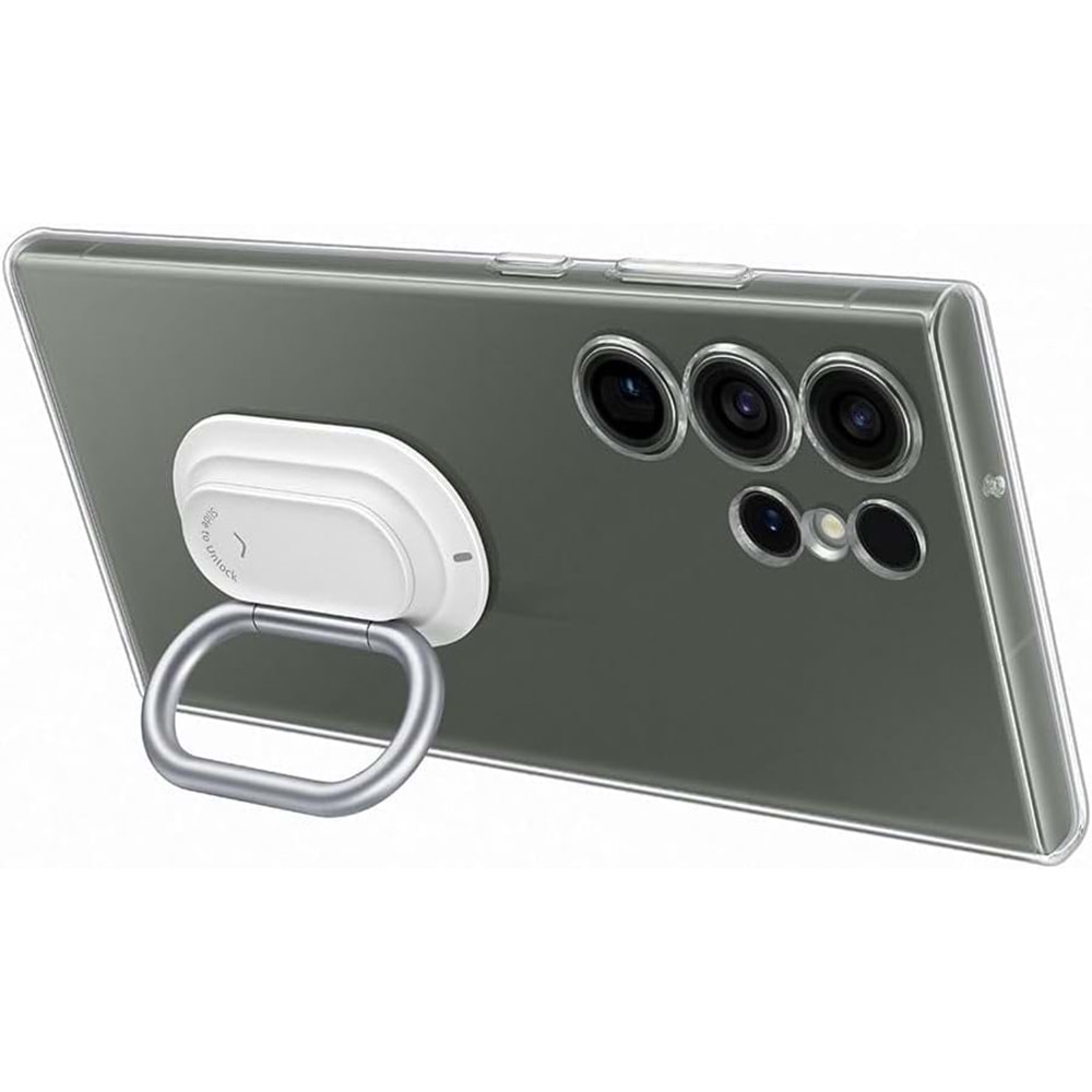 Samsung Galaxy S23 Ultra Standlı Halkalı Telefon Kılıfı Şeffaf EF-XS918CTEGWW