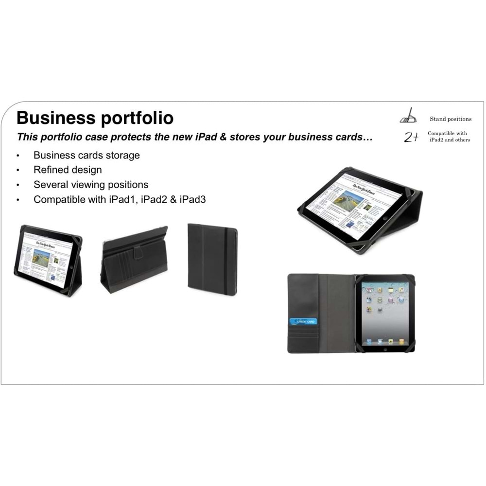 Muvit Business Premium iPad 2, 3 ve 4. Nesil için Kılıf ve Stand Siyah