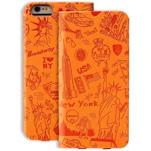 Ozaki Travel iPhone 6 ve 6S için Kapaklı Kılıf, Cüzdan Kılıf, Turuncu