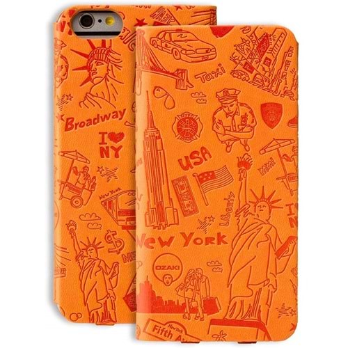 Ozaki Travel iPhone 6 ve 6S için Kapaklı Kılıf, Cüzdan Kılıf, Turuncu