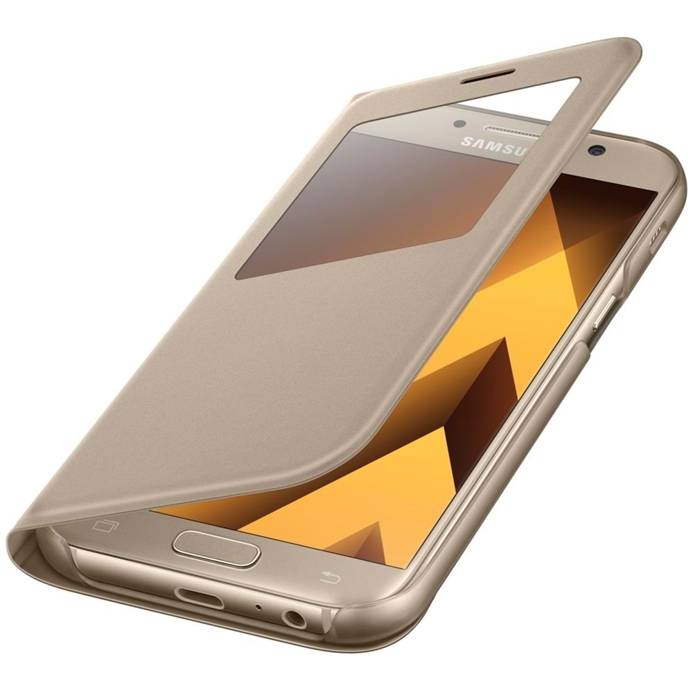 Samsung Galaxy A5 2017 S-View Kapaklı Kılıf, Gold EF-CA520PFEGWW