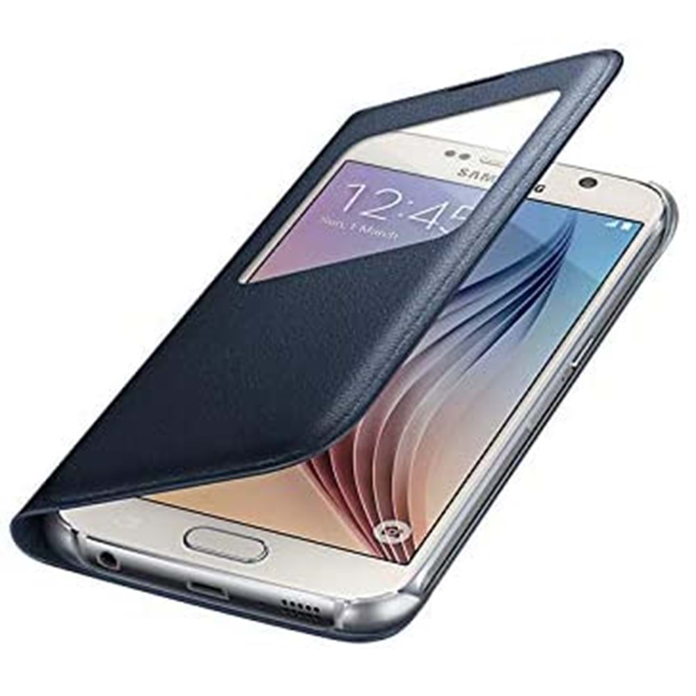 Samsung Galaxy S6 S-View Cover (Deri Görünümlü) Kapaklı Kılıf, Lacivert EF-CG920PBEGWW