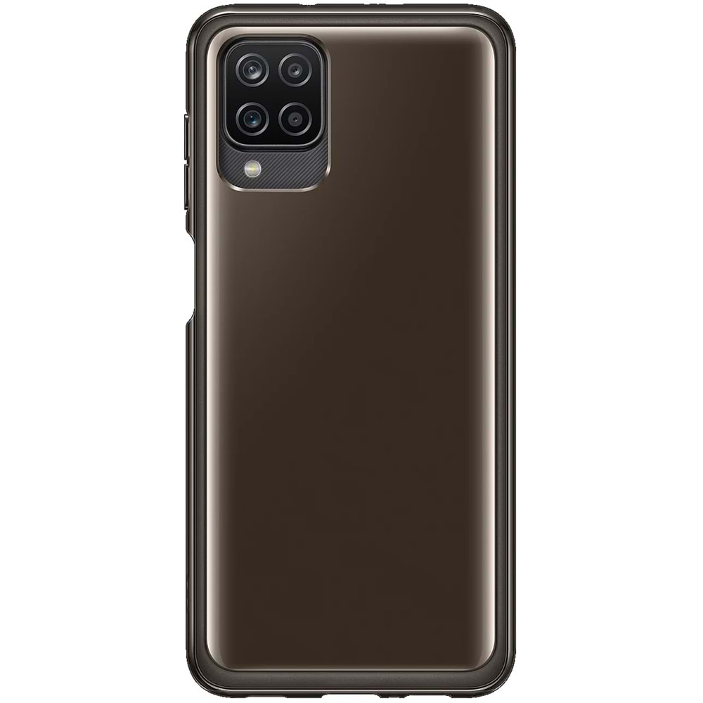 Samsung Galaxy A12 Soft Clear Cover Yumuşak Şeffaf Kılıf, Siyah EF-QA125T