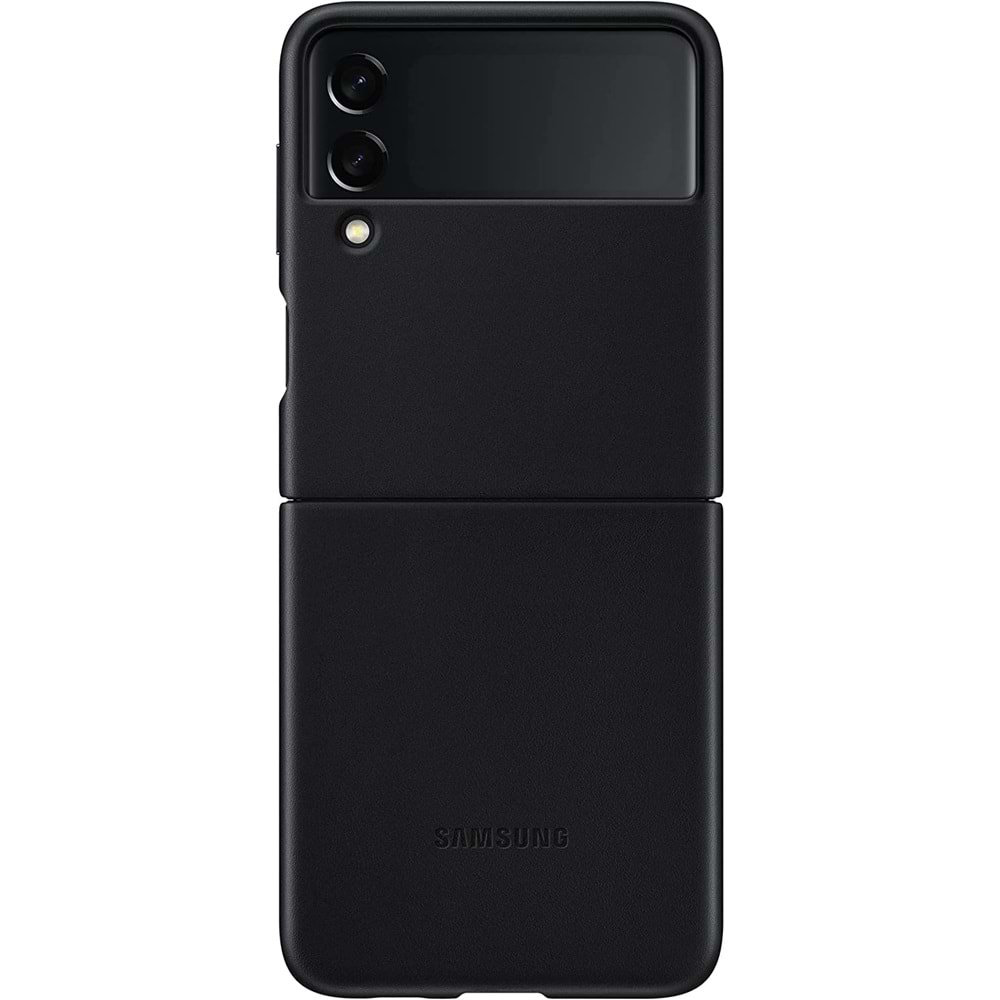 Samsung Galaxy Z Flip3 5G Deri Kılıf, Siyah Hakiki Deri Lether Cover EF-VF712