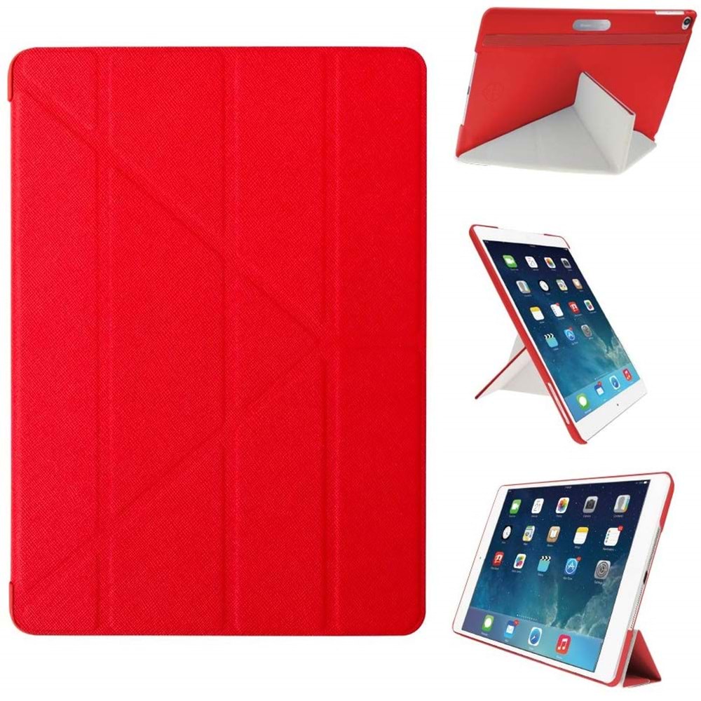 Ozaki Slim-Y iPad 5. Nesil (2017) A1822 ve A1823 için Kılıf Uyku Modlu, Kırmızı