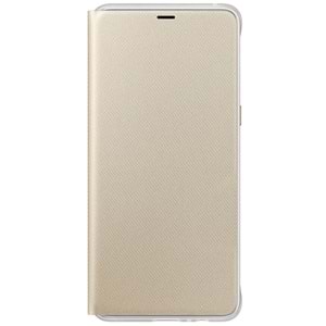 Samsung Galaxy A8+ Plus 2018 Neon Flip Wallet Kapaklı Kılıf, Gold EF-FA730PFEGWW