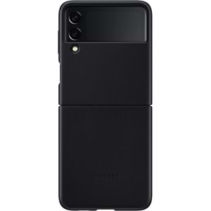 Samsung Galaxy Z Flip3 5G Deri Kılıf, Siyah Hakiki Deri Lether Cover EF-VF712