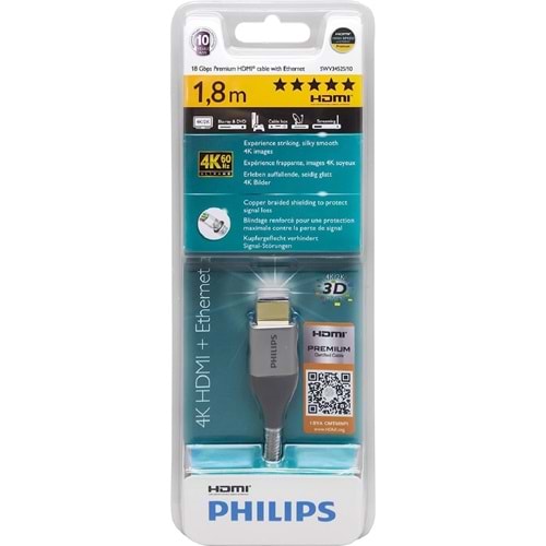Philips SWV3452S Premium 4K HDMI Kablo 1.8m