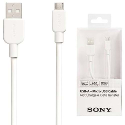 Sony CP-AB50 50cm Micro USB 2.4A Hızlı Şarj Ve Data Kablosu, Beyaz