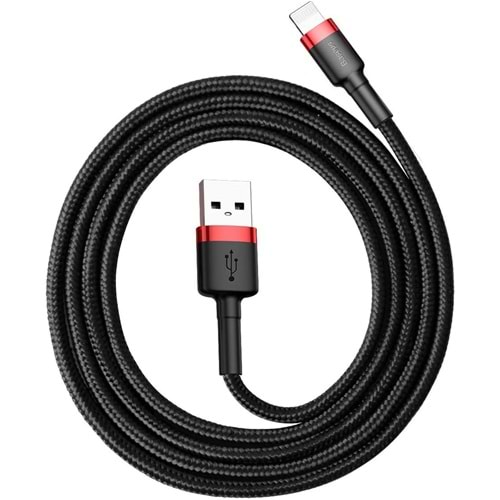 Baseus Cafule Lightning, 2.4A, 1mt Kablo Kırmızı-Siyah